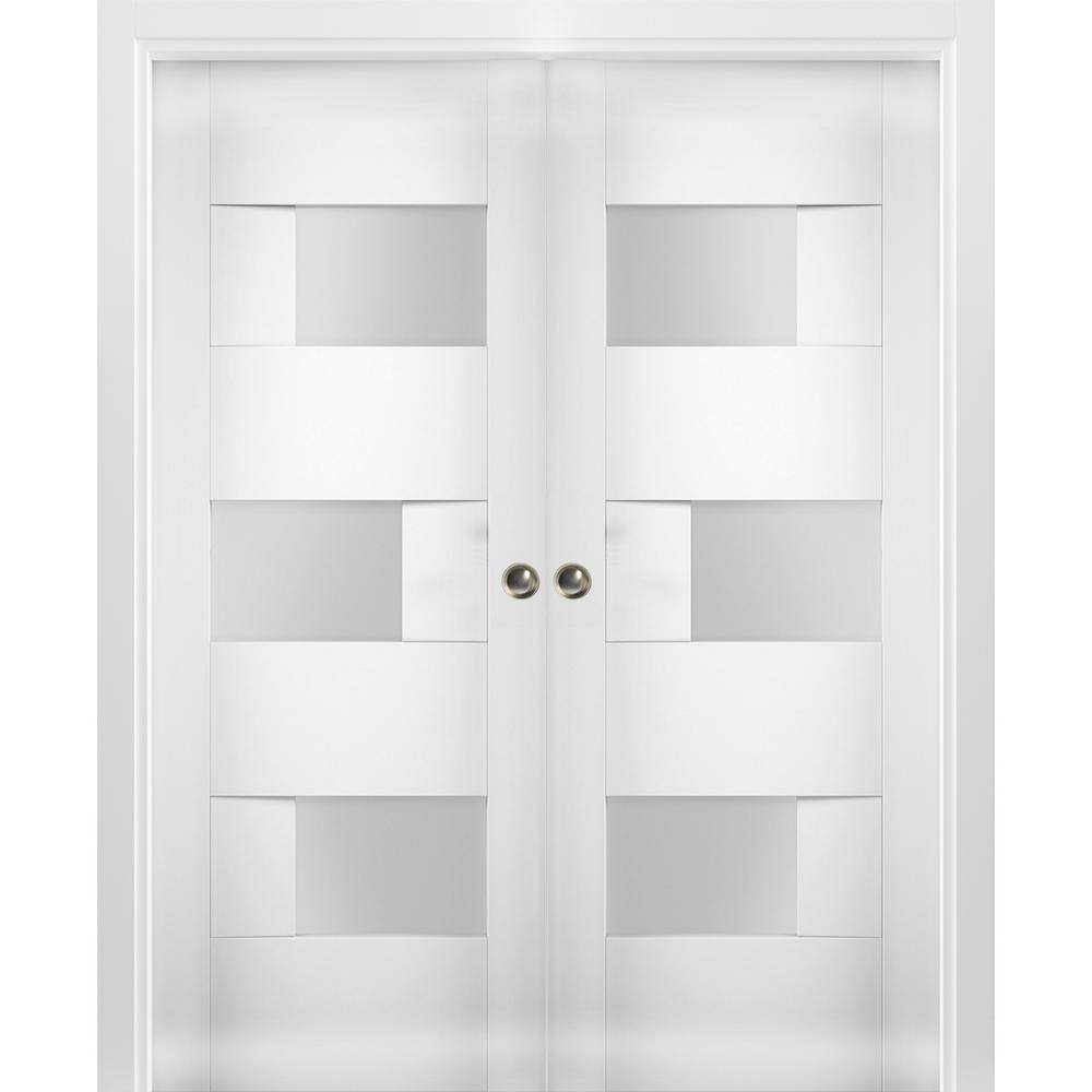 VDOMDOORS 72 in. x 96 in. Single Panel White Solid MDF Double Sliding ...