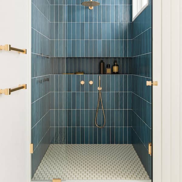 Makoto Rectangle 2 in. x 10 in. Matte Arashi Blue Ceramic Wall Tile (5.38 sq. ft./Case)