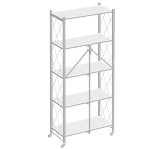 White 5-Tier Metal Collapsible Garage Storage Shelving Unit (28 in. W x 63 in. H x 15 in. D)