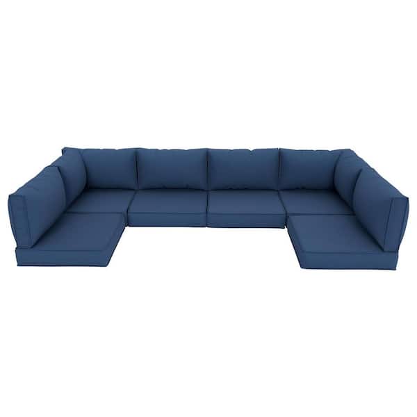 Tenleaf 14-Piece Outdoor Sofa Sectional Cushion in Navy Blue, Machine Washable Couch Cushion