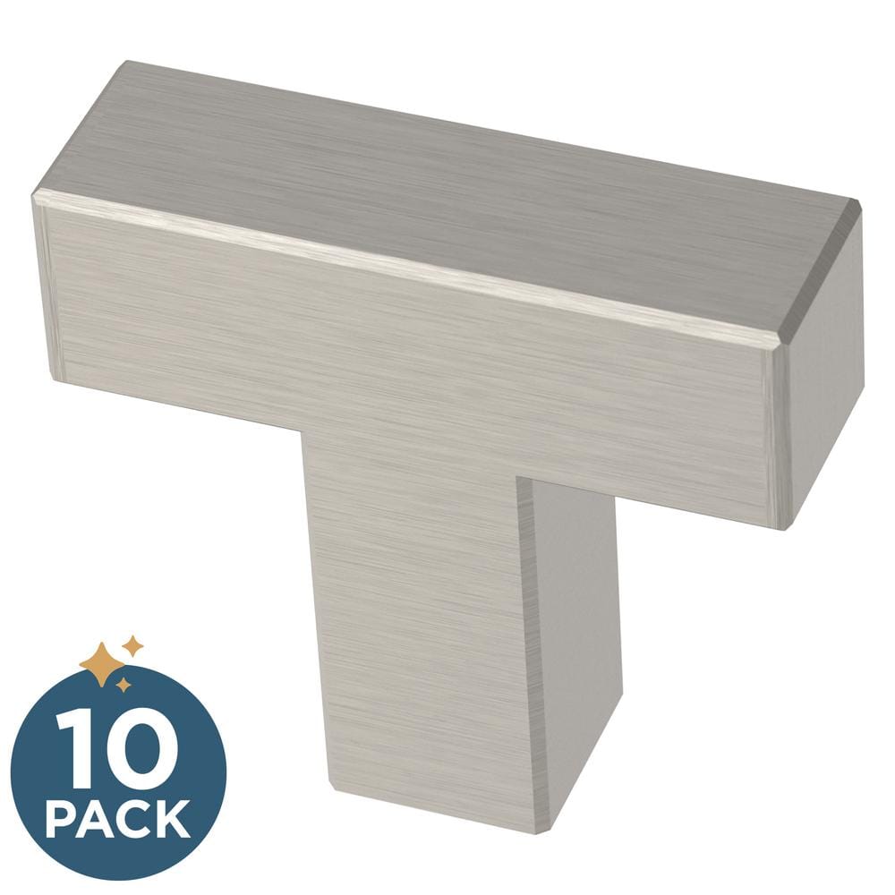 (10-Pack) Simple Modern Square 1-1/4 in. (32 mm) Modern T-Shaped Bar Cabine
