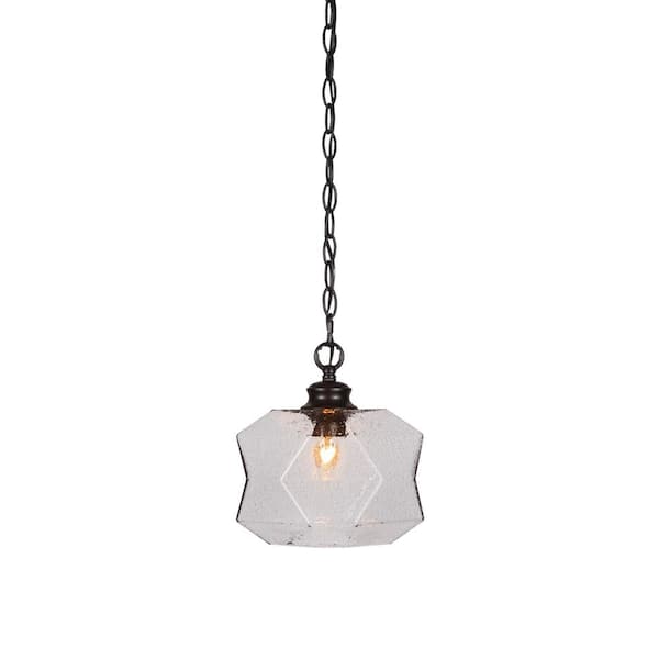Unbranded Langdale 60-Watt 1-Light Matte Black Shaded Pendant Light with 8.75 in. Smoke Glass Shade, No Bulb Included