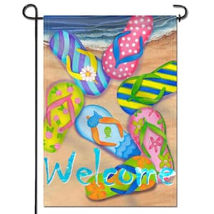 18 in. x 12.5 in. Double Sided Premium Flip Flops on Summer Beach Decorative Garden Flags Double Stitched