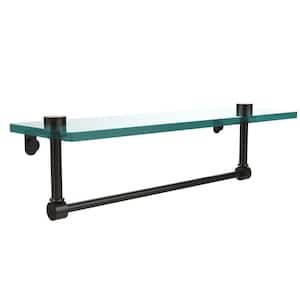 16 in. L x 5 in. H x 5 in. W Clear Glass Vanity Bathroom Shelf with Towel Bar in Oil Rubbed Bronze