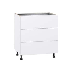 Fairhope Bright White Slab Assembled Base Kitchen Cabinet with 3 Drawers (30 in. W x 34.5 in. H x 24 in. D)