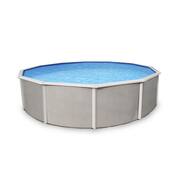 Belize 15 ft. Round x 52 in. Deep Metal Wall Above Ground Pool Package with 6 in. Top Rail