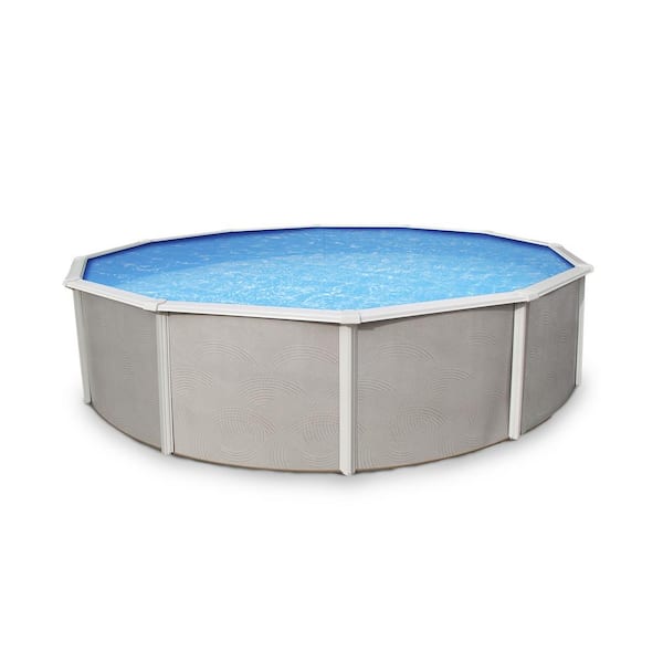 Belize 18' Round 52" Deep Above Ground Pool w/ Solid Blue Overlap Liner 