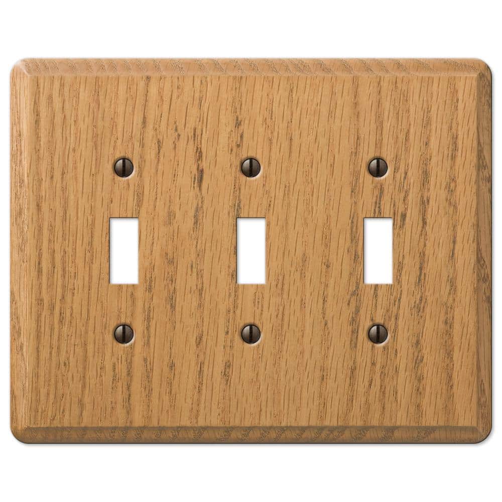 Amerelle Light Oak 3-Gang Toggle Switch Wall Plate