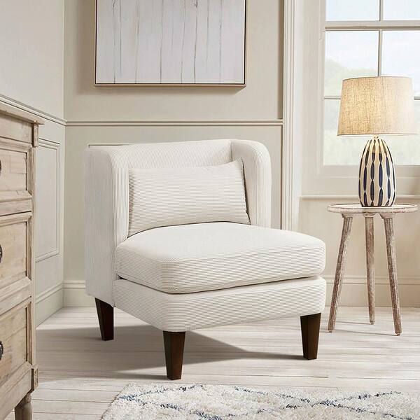 35 Inch Accent Chair, Beige Tufted Fabric Upholstery, Black Wood Legs By Casagear Home main image 1