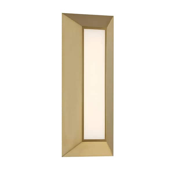 Minka Lavery Cartaya 1-Light Soft Brass LED Wall Sconce with White Faux Alabaster Shade