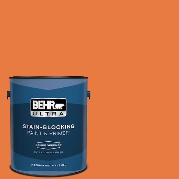 BEHR ULTRA 1 gal. #S-G-250 Solar Flare Extra Durable Satin Enamel Interior Paint & Primer