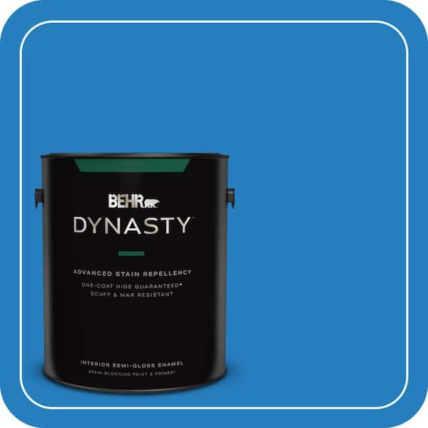 BEHR DYNASTY 1 gal. #P510-6 Brilliant Blue Semi-Gloss Enamel Interior Stain-Blocking Paint & Primer