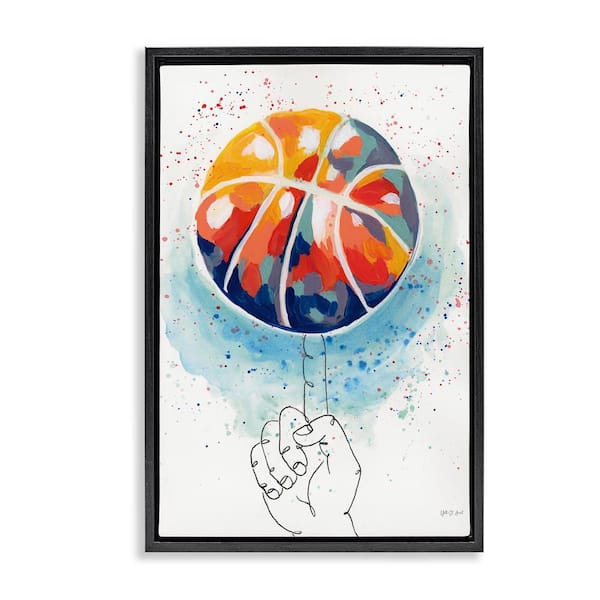 Stupell Industries Abstract Basketball Trick by Yvette St. Amant Black Floater Frame Sports Graphic Art Print 25 in. x 17 in.