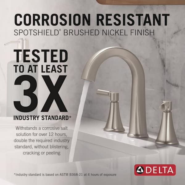 Lorna 8 in. Widespread 2-Handle Bathroom Sink Faucet Bundle Shower Trim and Rough-In in Spotshield Brushed Nickel