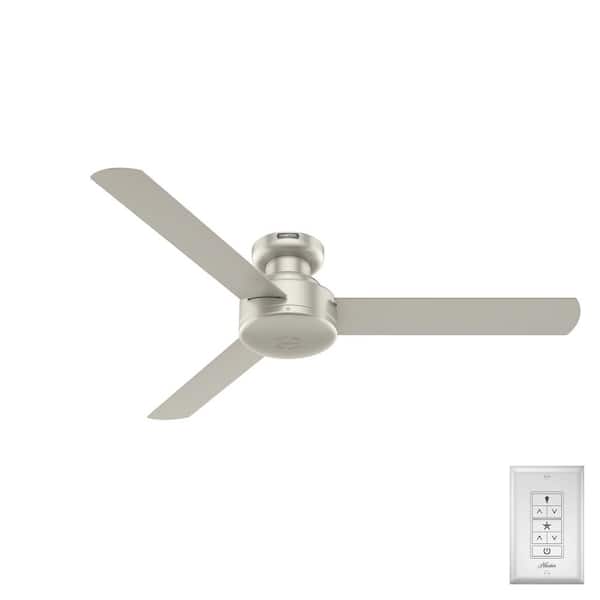 Hunter Presto 52 in. Indoor Ceiling Fan in Matte Nickel with Wall Control Included For Bedrooms