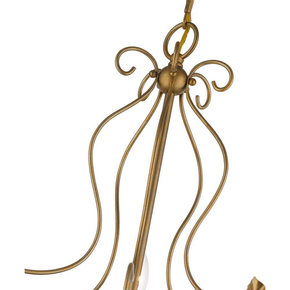 Katarina Mini 5-Light Antique Gold Leaf Brass Chandelier
