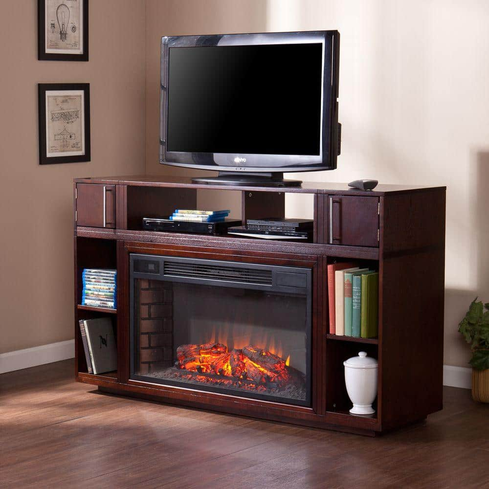 Southern Enterprises Sandy 56 in. Freestanding Media Electric Fireplace ...