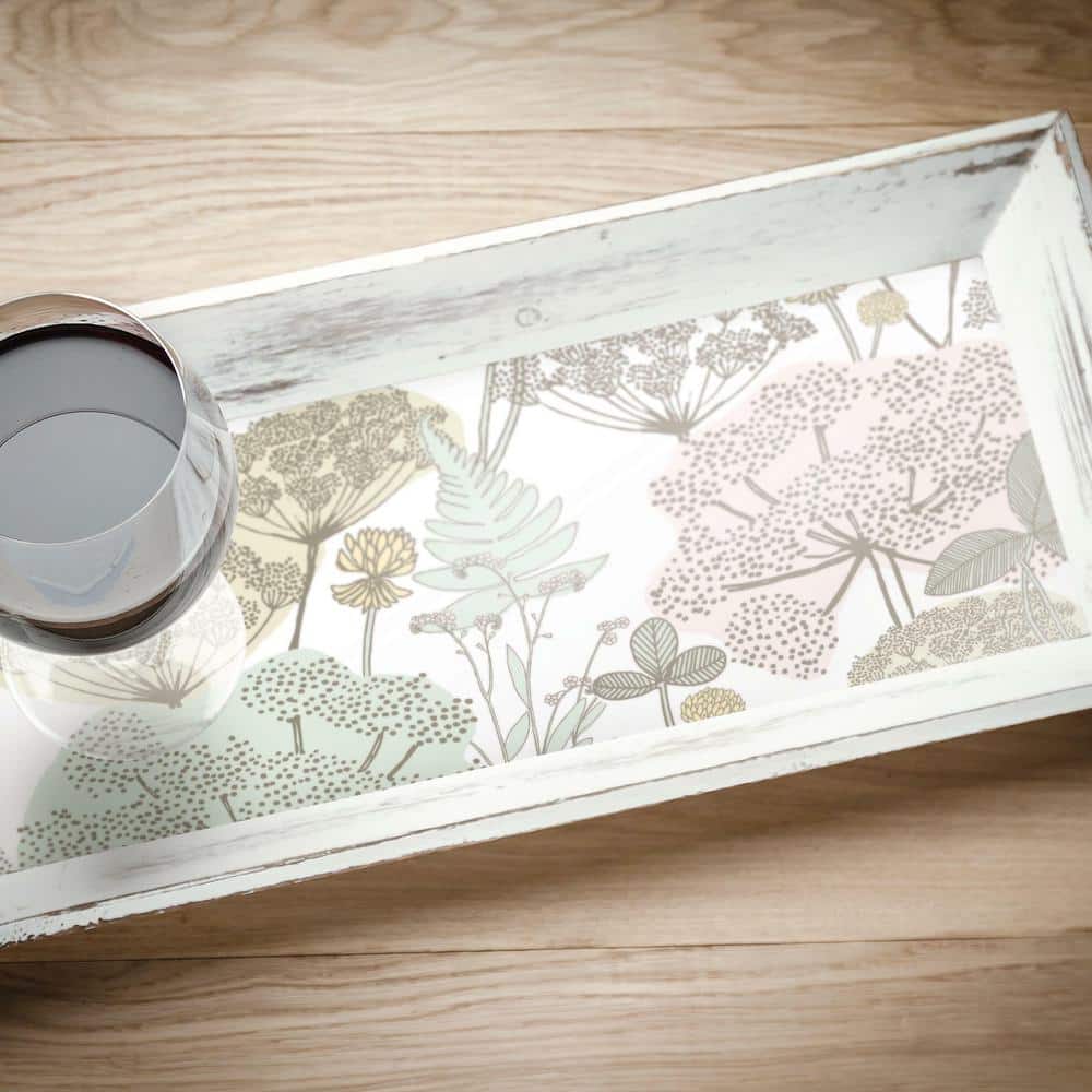 Pink and Green Floral Peel and Stick Vinyl Wallpaper