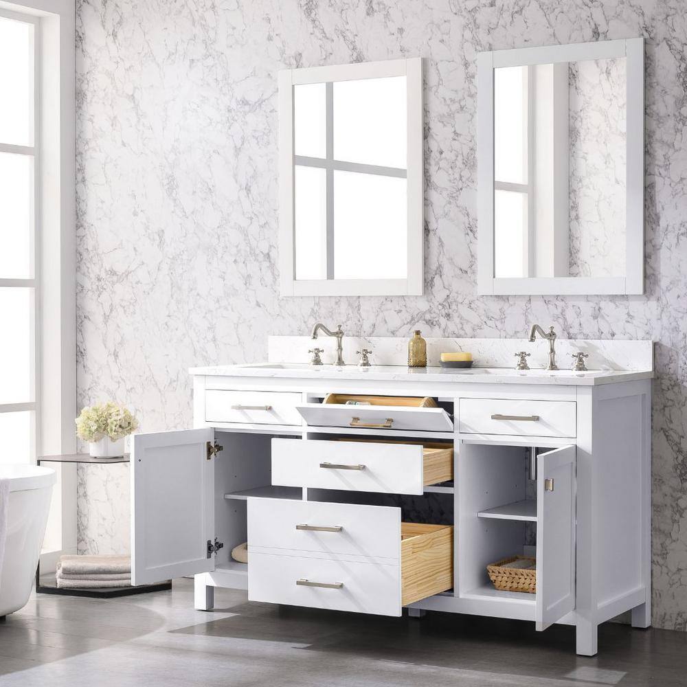 Jasper 60'' White Double Freestanding Bathroom Vanity
