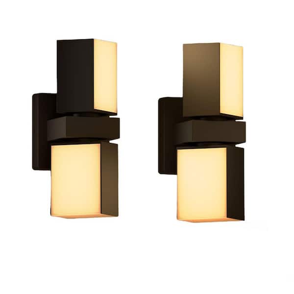 2 Pack Outdoor Wall Lights Waterproof, 1400LM Smart RGBCW, Adjustable Dual-Head, WiFi APP Control, Alexa Compatible