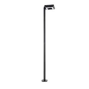 Contemporary 99 in. 1-Light Square Black Modern Outdoor Waterproof Solar Lamp Post Light with 3-Colors Integrated LED