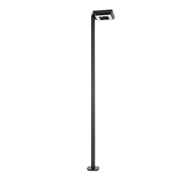 GAMA SONIC Contemporary 99 in. 1-Light Square Black Modern Aluminum Waterproof Solar Lamp Post Light with 3-Colors Integrated LED