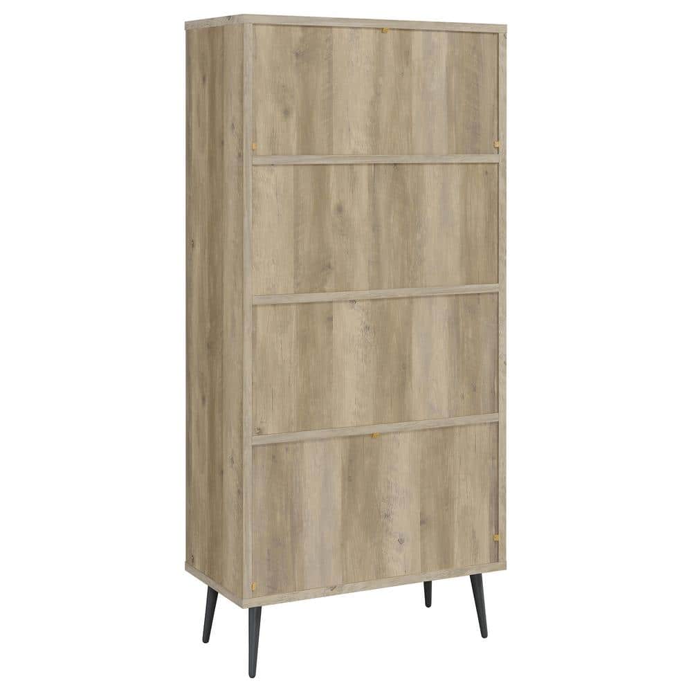 Maeve 70" Mid Century Modern Gray Wood Bookcase with Drawers