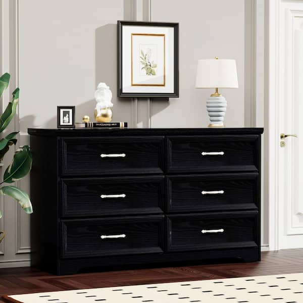 Tahanbath 6-Drawer Dresser with 3-Drawer Chest, Metal Pulls, for Living, Bed, Hallways. Black 47.6 in. L x 15.7 in. W x 28.9 in. H