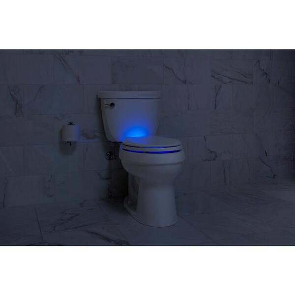 Kohler Black Round Closed Front Bathroom Toilet Seat Quiet Soft Close LED Light 