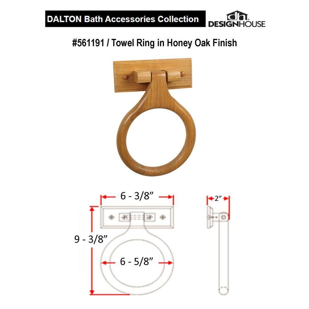 Honey Oak Wall Mounted Wooden Towel Ring