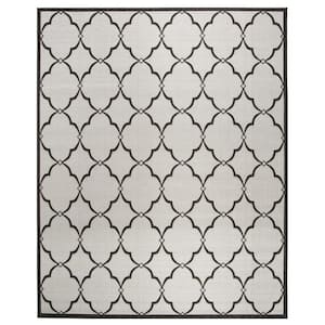Beach House Light Gray/Charcoal 9 ft. x 12 ft. Geometric Indoor/Outdoor Patio  Area Rug