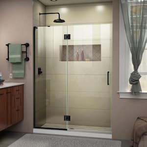 Unidoor-X 50 in. x 72 in. Frameless Hinged Shower Door in Matte Black