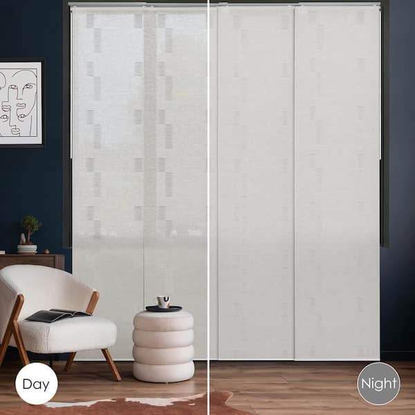 Camellia Adjustable Panel Track Blinds Sliding Glass Doors Closet Room Divider Semi-Sheer Up to 86 in. W x 96 in. L