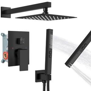 Gotonovo Matte Black Shower Head Kit - Rainfall & Handheld Spray, 5 Modes, Valve & Tub Spout Included