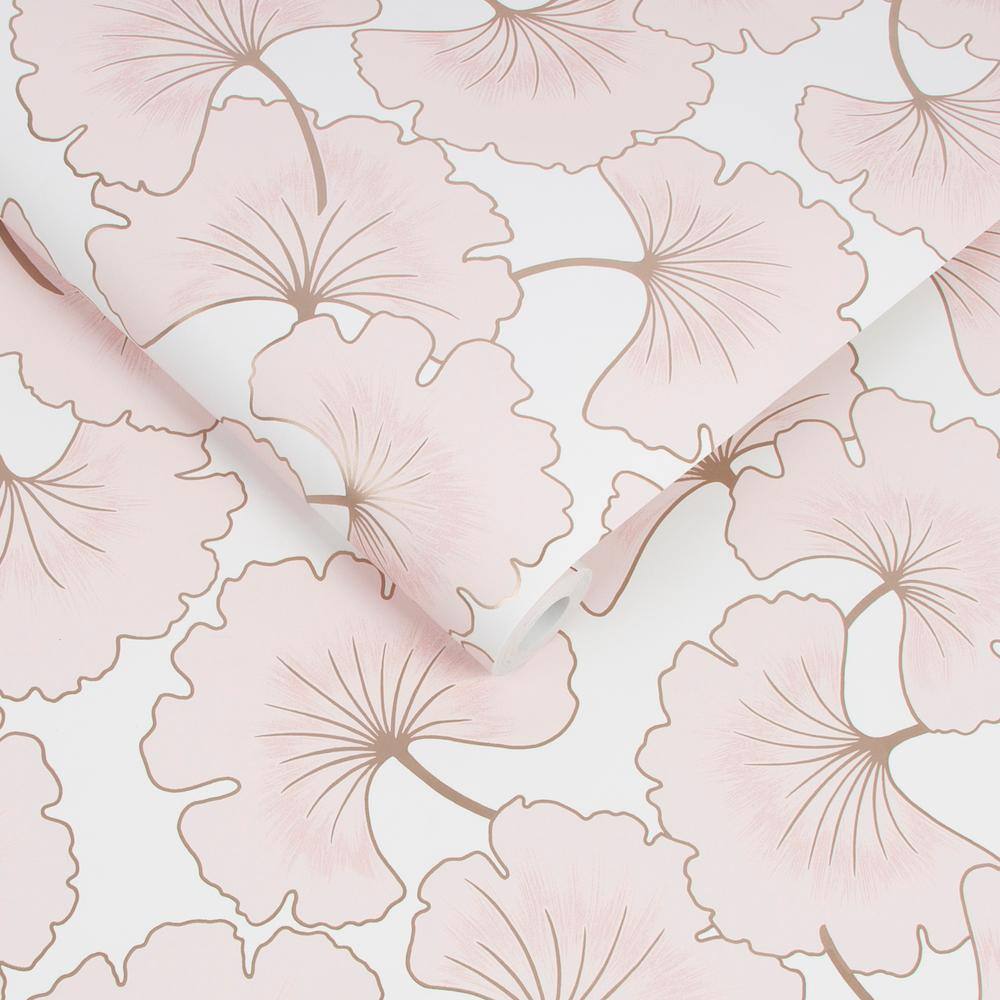 Begonia Pink and White Floral Non-pasted Wallpaper
