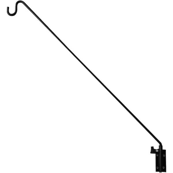 Heavy Duty Adjustable 27-43 Inch Black Steel Wall Mounted Curved Hook with 360 Rotation for Bird Feeders Planters