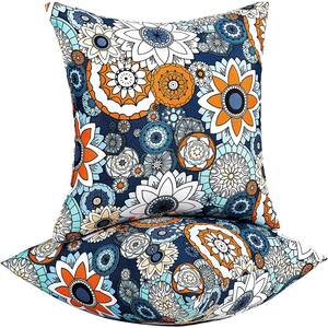 Outdoor Pillows for 18 in. x 18 in. Square Throw Pillows with Insert (Pack  of 2) in Lemon Blossom Blue B0BVQN9BXL - The Home Depot