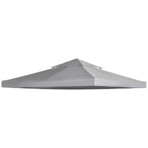 Light Gray Gazebo Replacement Canopy 2-Tier Top UV Cover for 9.8 ft. x 9.8 ft. Outdoor Gazebo