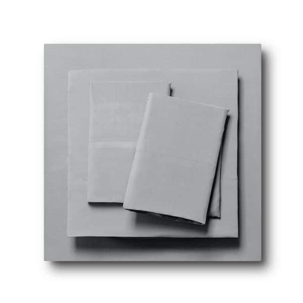 LDC LUX DECOR COLLECTION 4-Piece Gray Solid Color Microfiber and Bamboo Blend Full Sheet Set