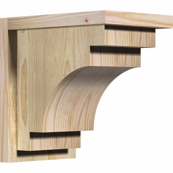 Ekena Millwork 8 in. x 12 in. x 12 in. Mediterranean Rough Sawn Douglas Fir Corbel with Backplate