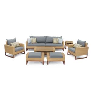 Mili 8-Piece Wicker Patio Deep Seating Conversation Set with Sunbrella Charcoal Grey Cushions