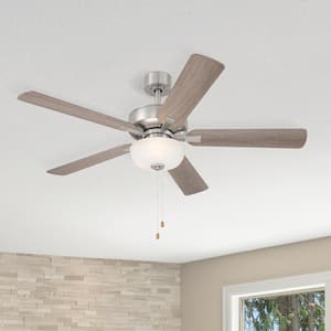 Gallant 52 in. Indoor/Covered Outdoor Brushed Nickel Standard Mount Ceiling Fan with Light Kit and Pull Chain Control