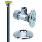 Toilet Kit: 1/2 in. Comp x 3/8 in. Comp Brass Multi-Turn Angle Valve with 12 in. Riser and Flange