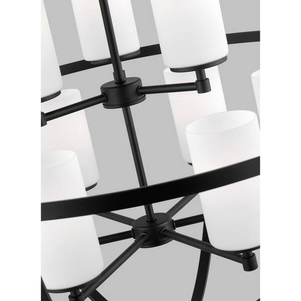 Generation Lighting - Alturas 9-Light Midnight Black Modern Hanging Globe Chandelier with Glass Shades