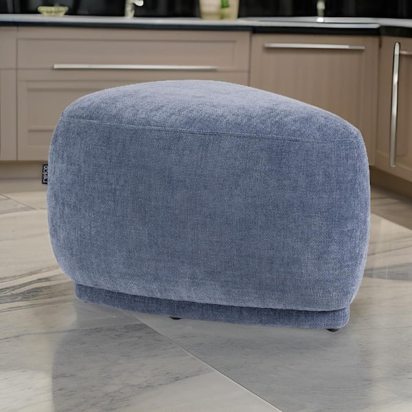 Benjara Navy Blue and Black Fabric Triangle Storage Ottoman