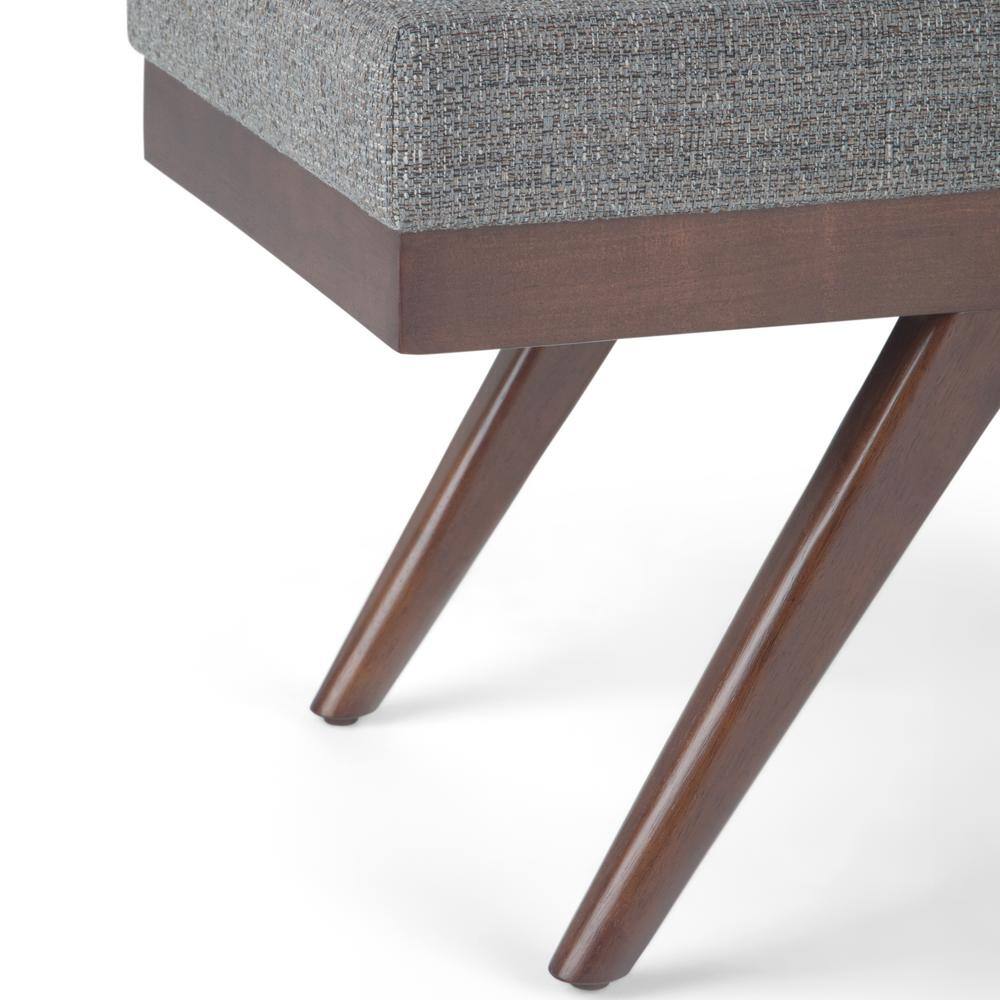 Pebble Grey Tweed Mid-Century Modern Footstool with Wood Legs