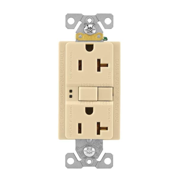 Eaton GFCI Self-Test 20A -125V Duplex Receptacle with Standard Size Wallplate, Ivory