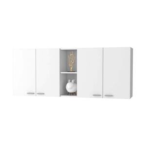 59.05 in. W x 12.4 in. D x 23.62 in. H Bathroom Storage Wall Cabinet with 4 doors & 2 Shelf in White