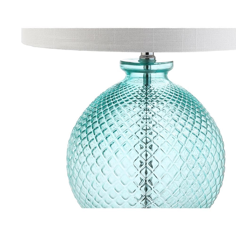 Aqua Glass and Crystal 26" Table Lamp with White Shade