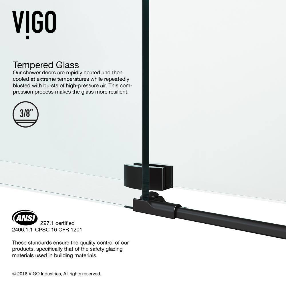 Winslow 46" Matte Black Frameless Sliding Shower Enclosure with Clear Glass